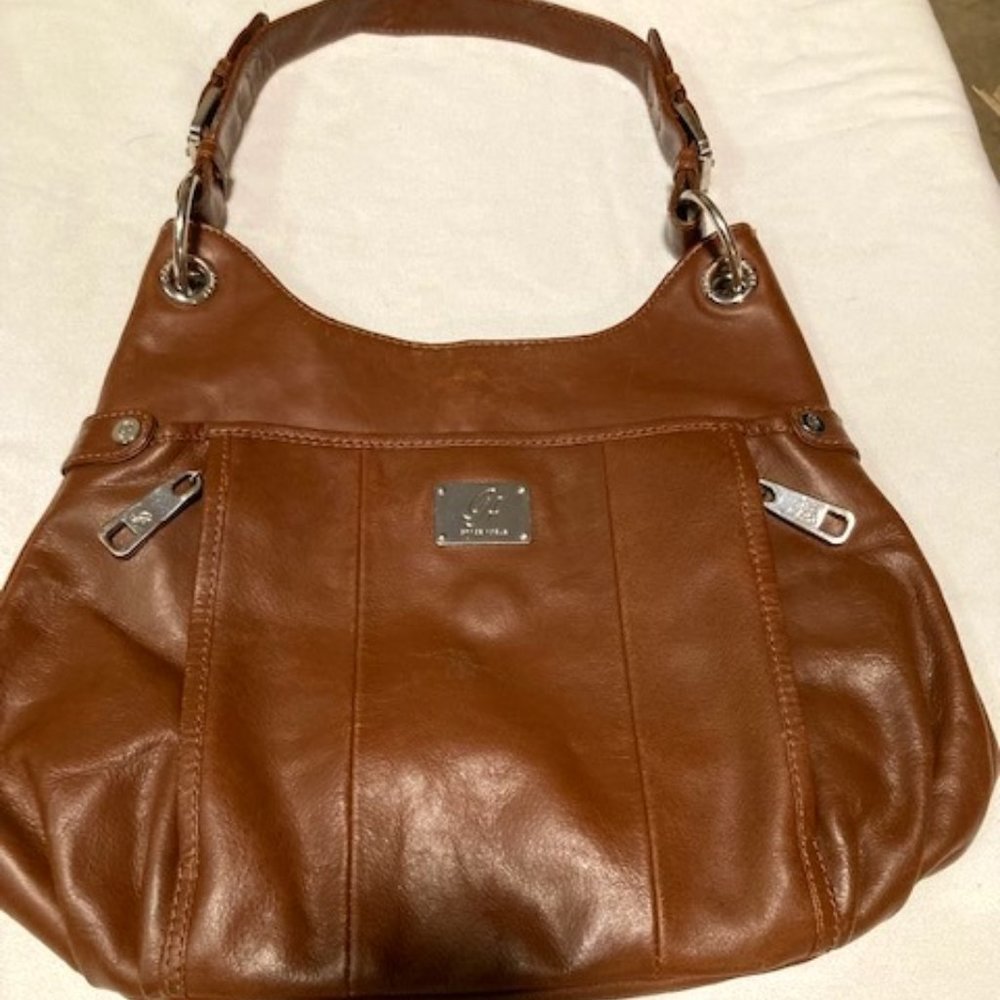 Grace Adele Brown Leather Hobo Style Designer Handbag